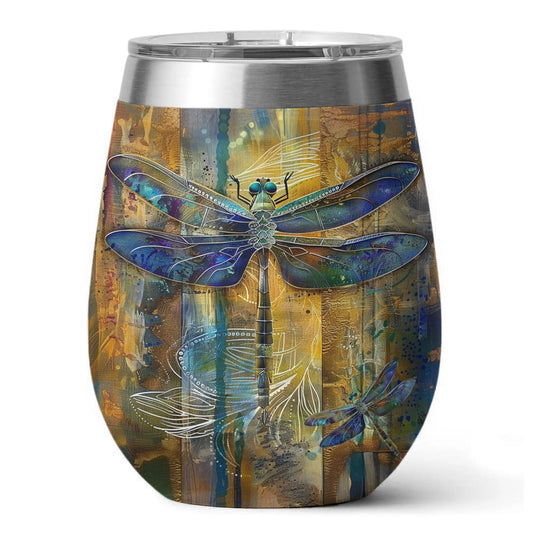 Shineful Wine Tumbler Dragonfly Magic Dragonfly