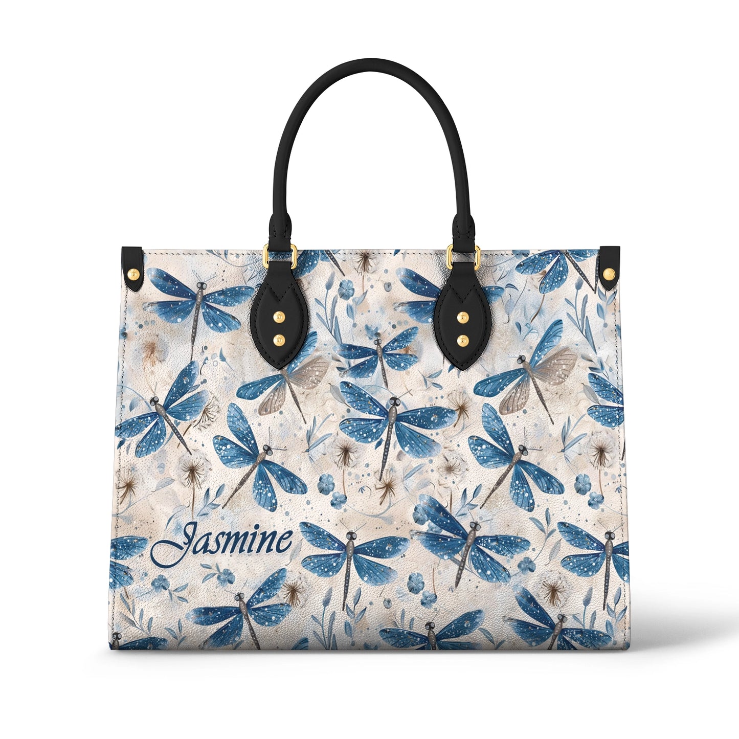 Shineful Leather Bag Personalized Blue Dragonfly