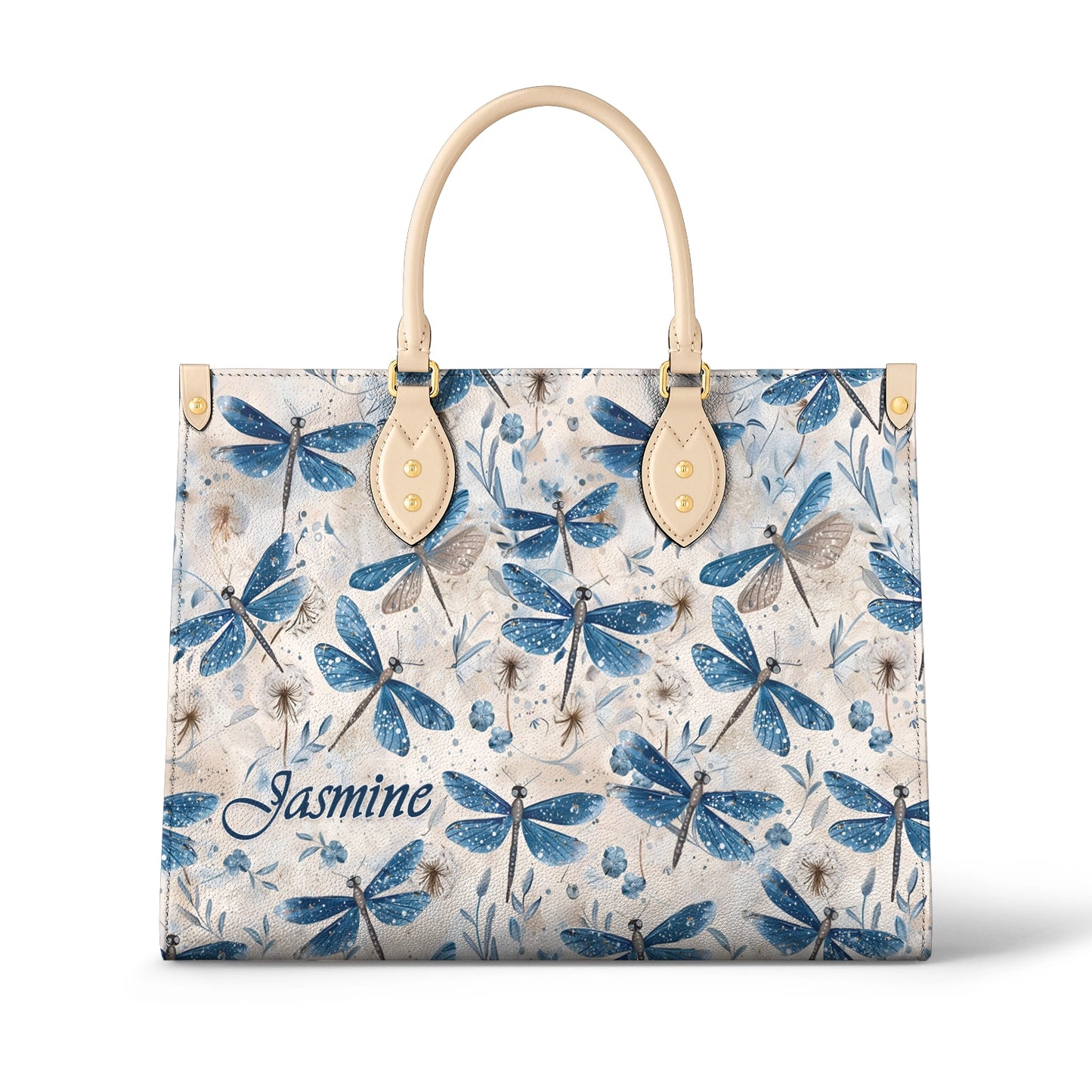 Shineful Leather Bag Personalized Blue Dragonfly