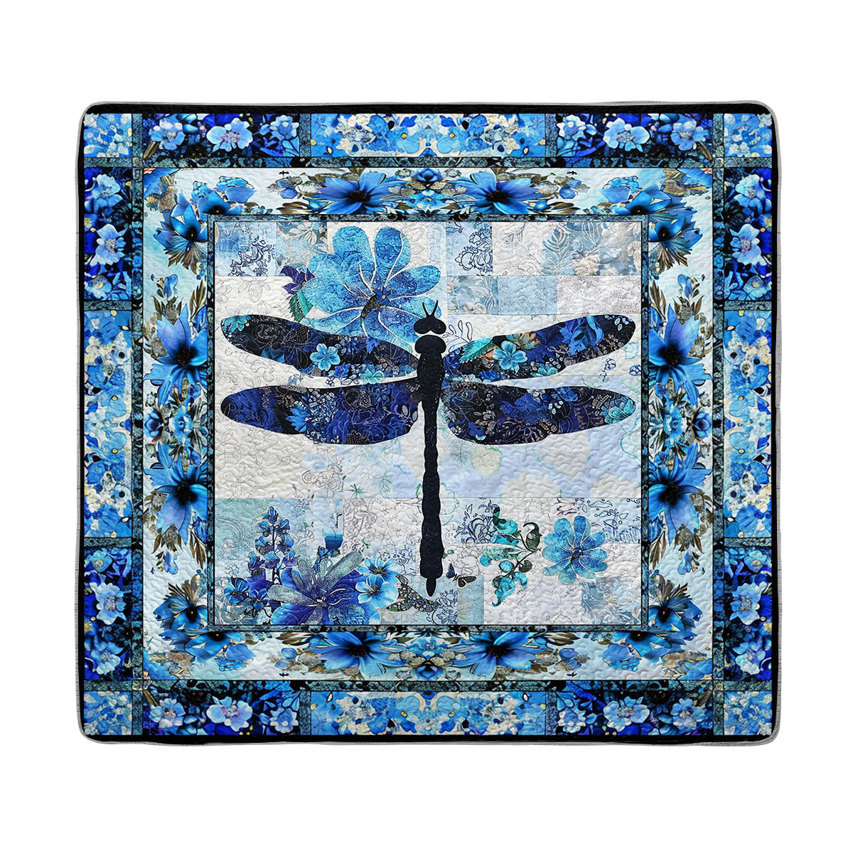 Shineful All Season Quilt 3-Piece Set Blue Serenity Dragonfly