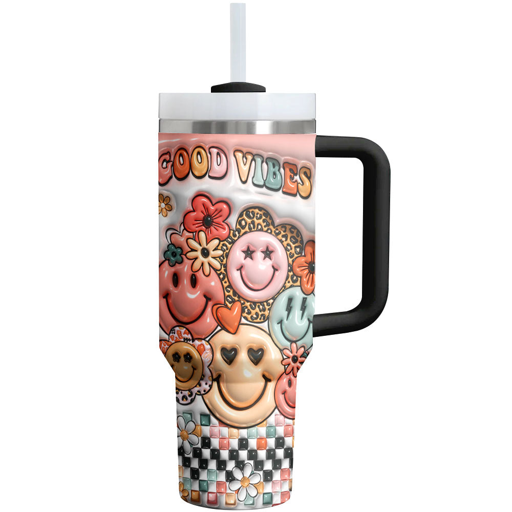 Hippie Tumbler Shineful Good Vibes Only Retro Smiles