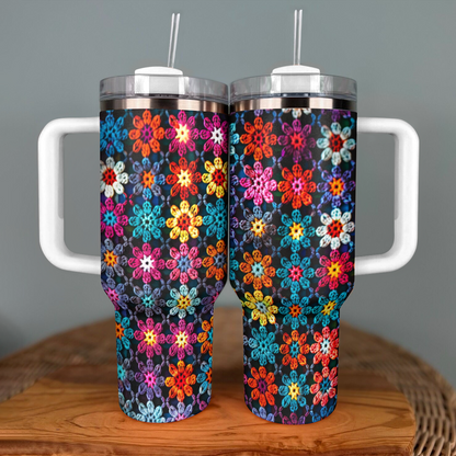 Shineful Tumbler Crochet Granny/Mom Vibrant Flowers Blanket