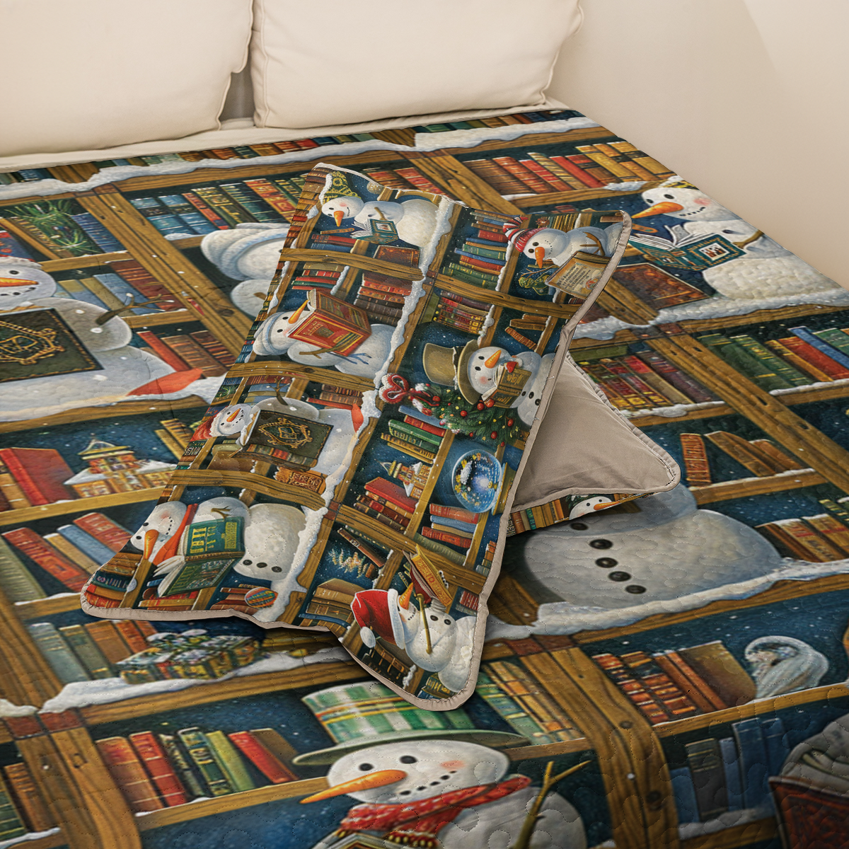 Shineful All Season Quilt 3-teiliges Set Snowy Book Nook