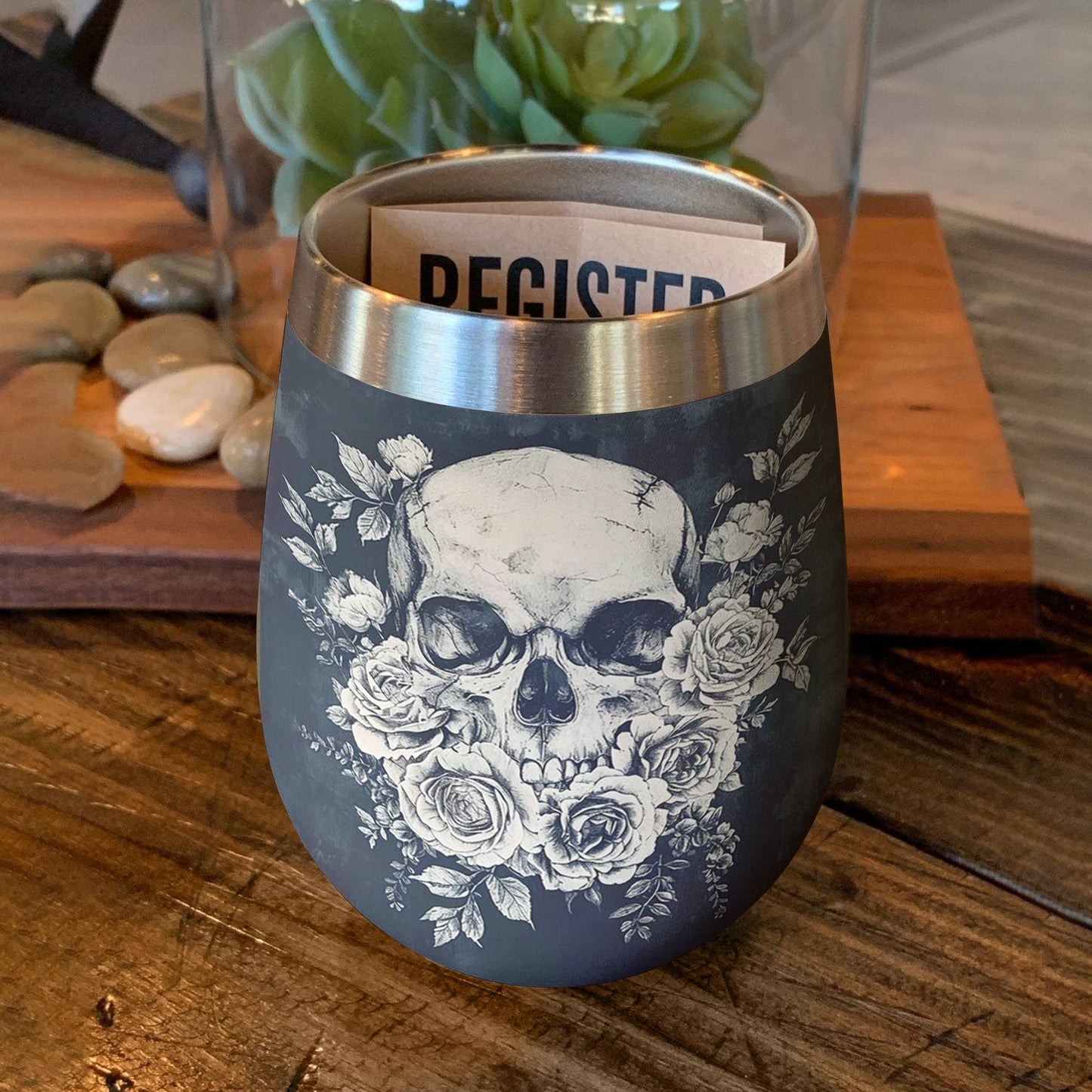 Shineful Wine Tumbler Skull Lovely