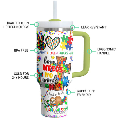 Autism Awareness Tumbler Shineful Love Needs No Words