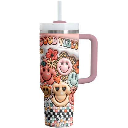 Hippie Tumbler Shineful Good Vibes Only Retro Smiles