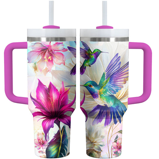 Hummingbird Shineful Tumbler Fluttering Blossoms