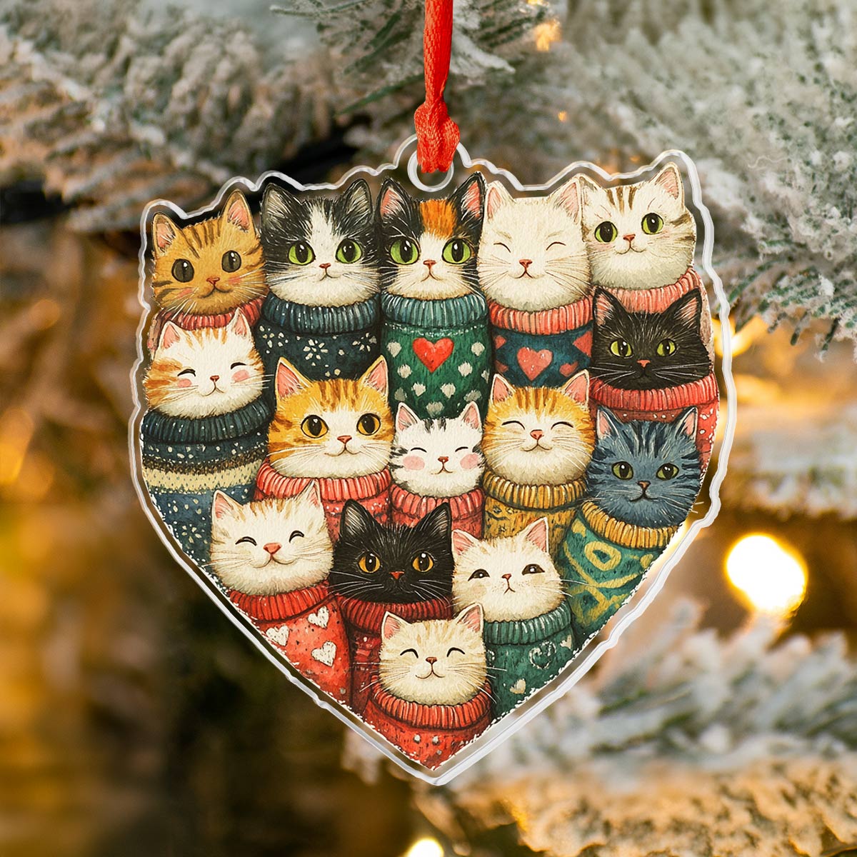 Glänzendes 2D-Acryl-Ornament Purrfectly Cozy