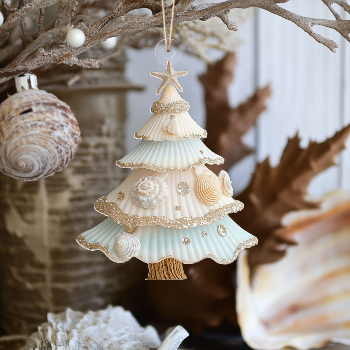 Shineful 2D Acrylic Ornament - Seashell Christmas Tree