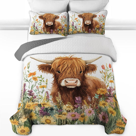 Shineful All Season Quilt 3-Piece Set Cute Cow