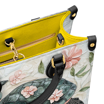 Shineful Leather Bag Floral Turtle