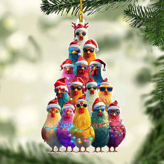 Glänzendes 2D-Ornament aus Acryl – Clucky Friends Weihnachtsstimmung