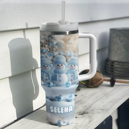 Shineful Tumbler Personalized Cute Snowman Triplet