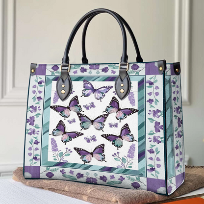 Shineful Leather Bag Purple Butterfly & Floral