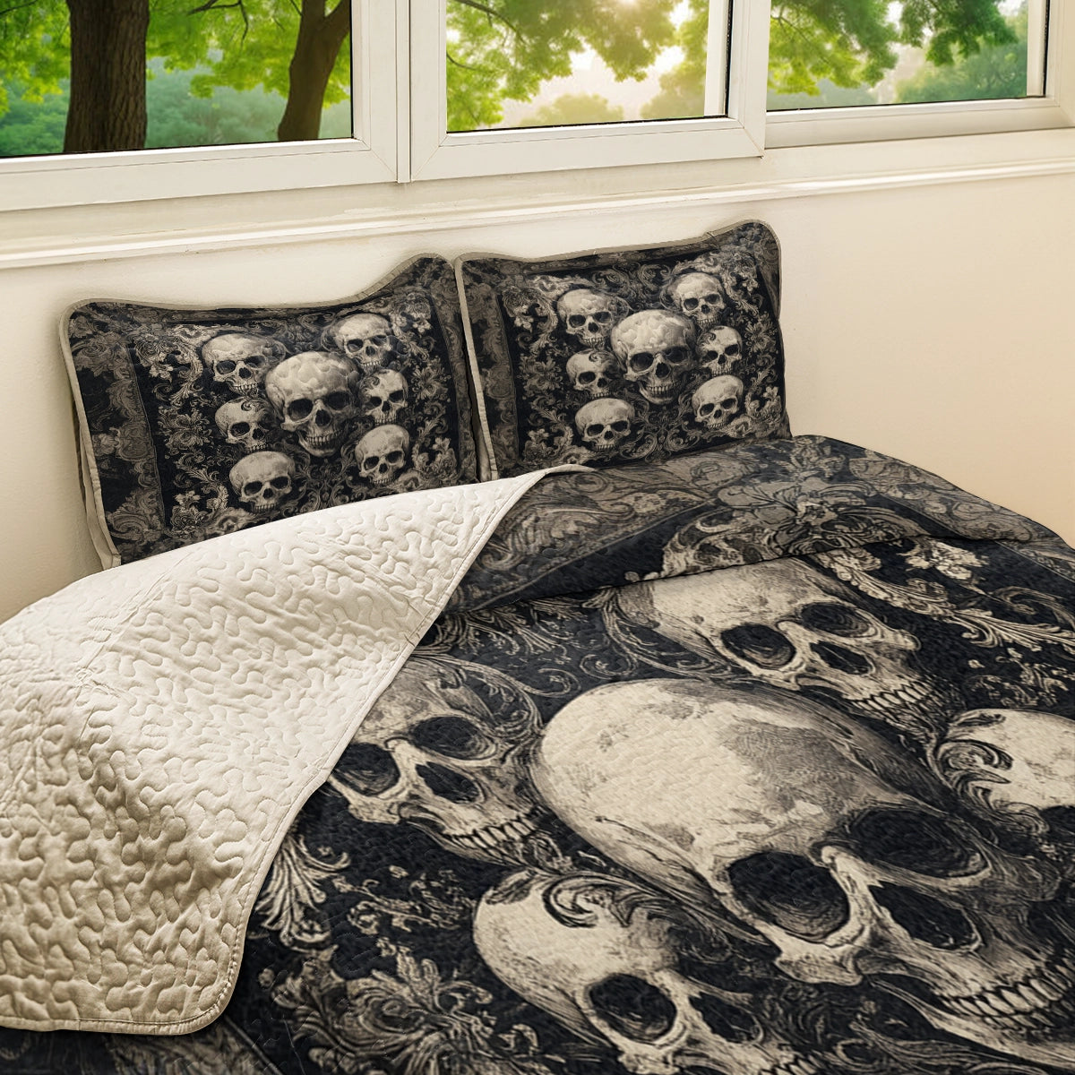 Shineful All Season Quilt 3-teiliges Set - Gothic Skull Majesty 