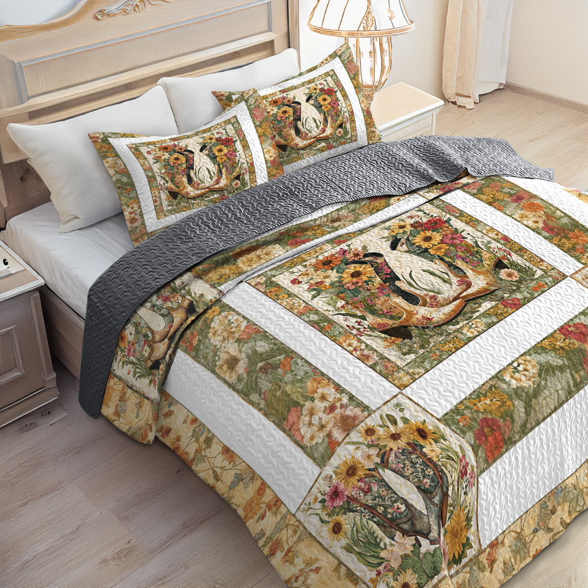 Shineful All Season Quilt 3-Piece Set Rustic Cowboy Boot