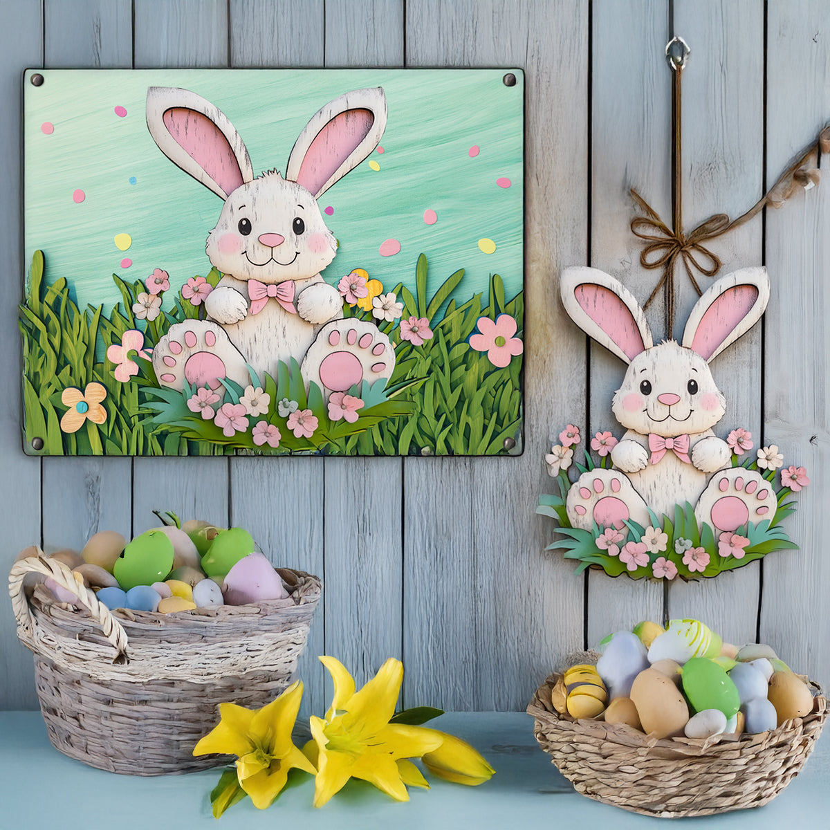 Shineful 2D Metal Sign Easter Bunny Meadow