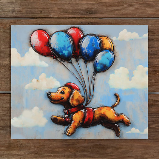 Shineful 2D Metal Sign Flying Dachshund