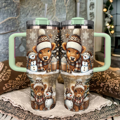 Shineful Tumbler Cozy Cow  Winter Warmth Edition