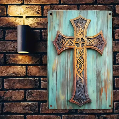 Shineful 2D Metal Sign Vintage Wooden Cross