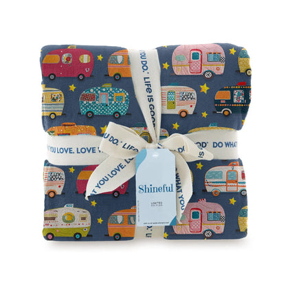 Shineful Fleece Blanket  Retro Camper