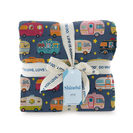 Shineful Fleece Blanket  Retro Camper