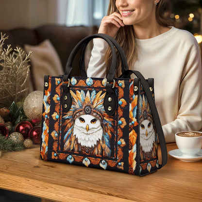 Sac en cuir brillant Tribal Owl Elegance