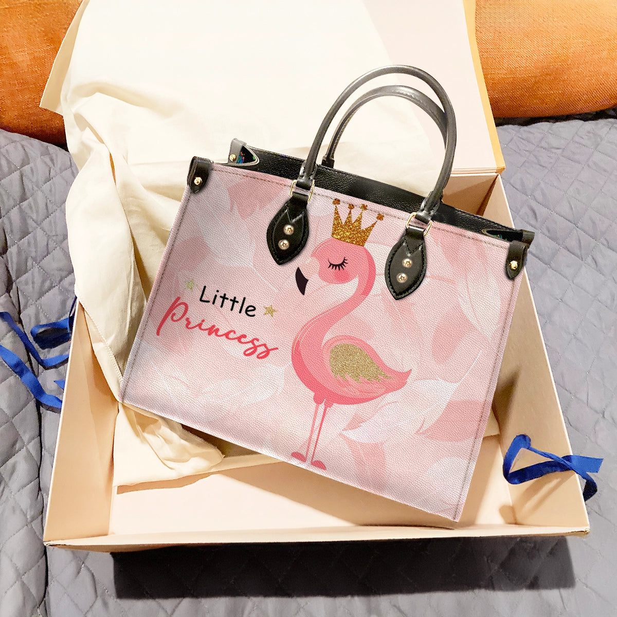 Sac en cuir brillant Little Princess Flamingo