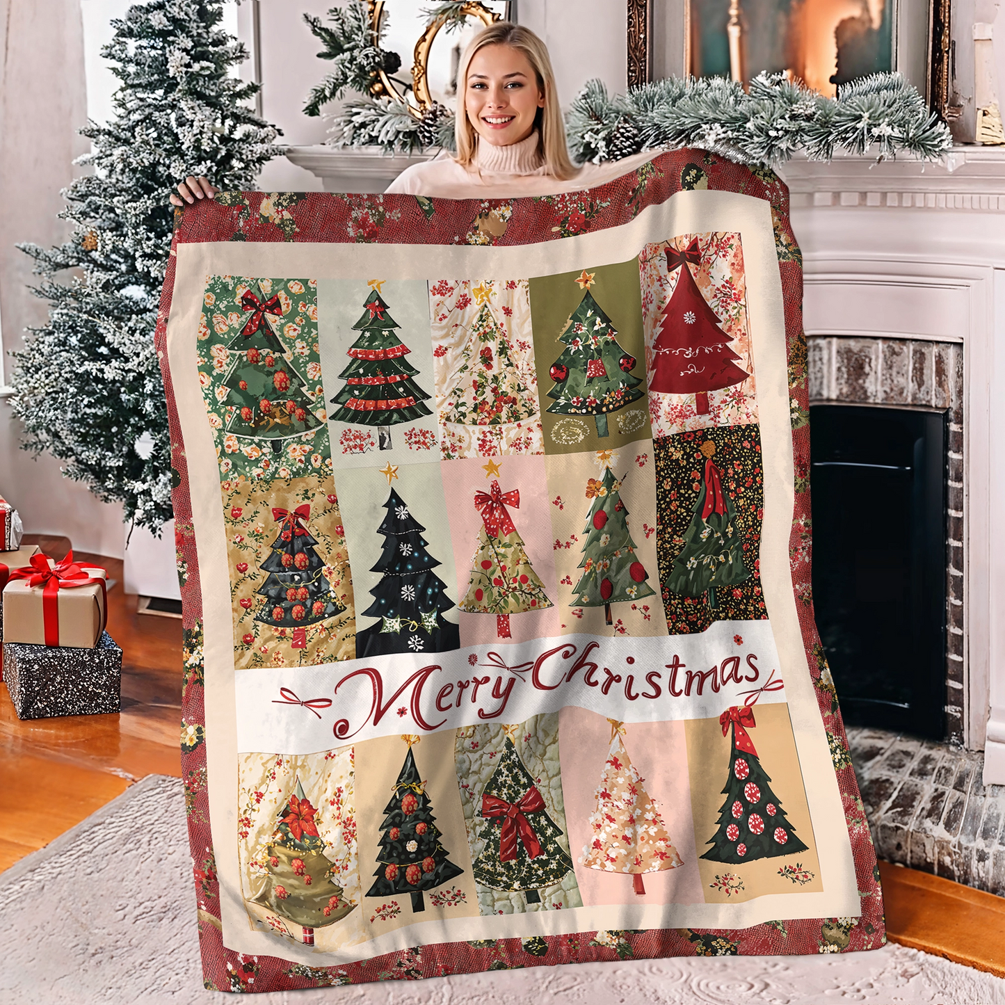 Shineful Fleece Blanket Pines of Christmas Past