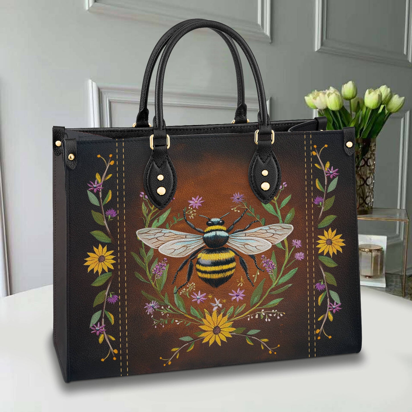 Shineful Leather Bag Buzzing Blooms