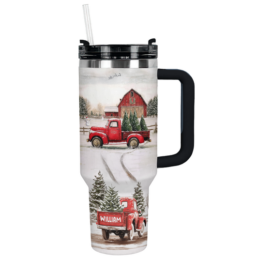 Shiny personalisierte Tumbler Vintage rot Truck Weihnachten