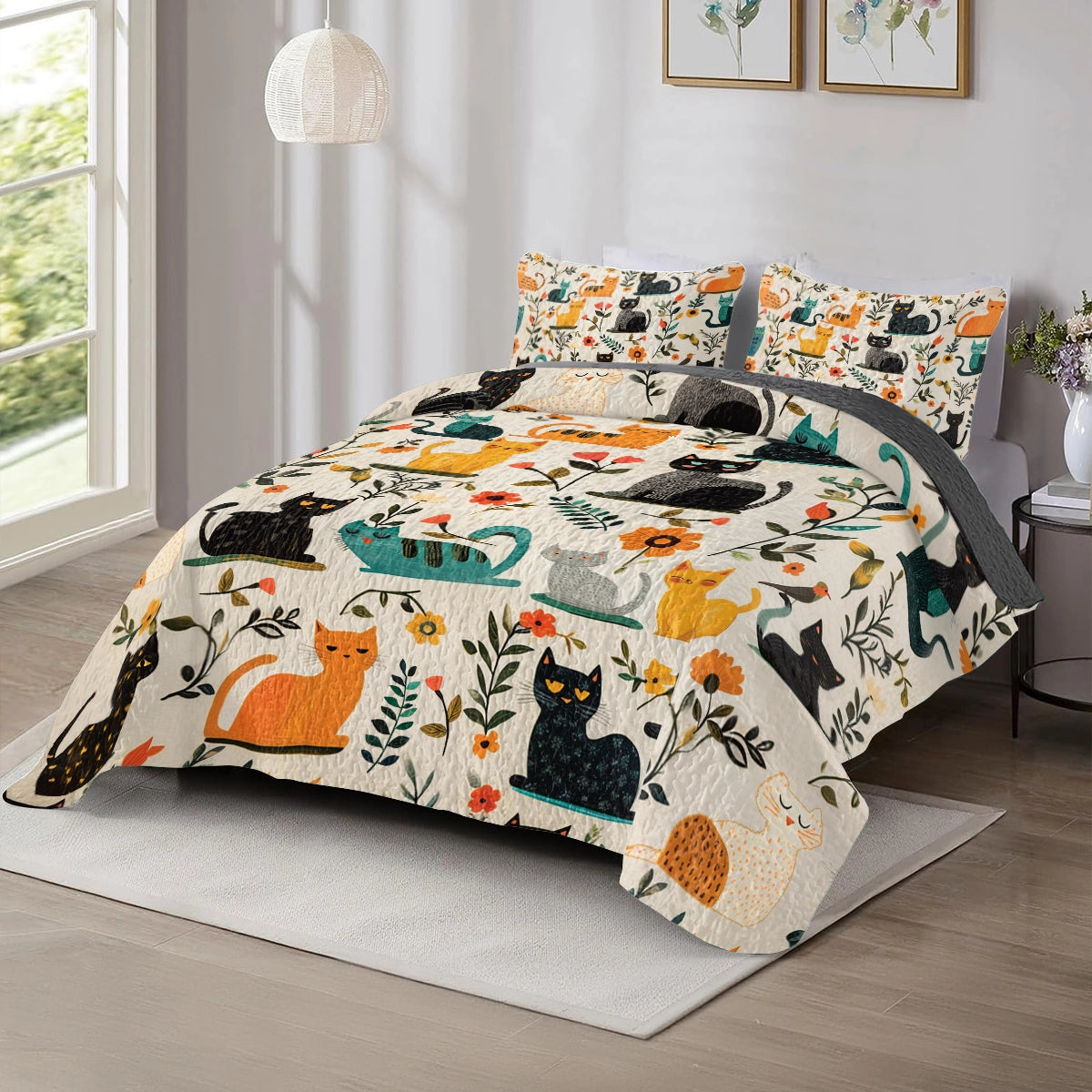 Shineful All Season Quilt 3-Piece Set - Purrfect Dreams Cat