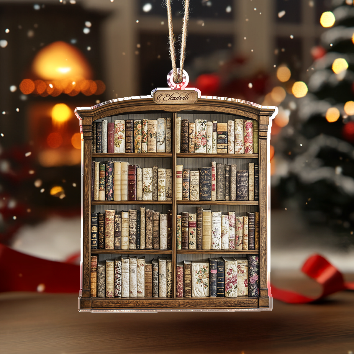 Shineful Personalized 2D Acrylic Ornament Elegant Floral Bookshelf