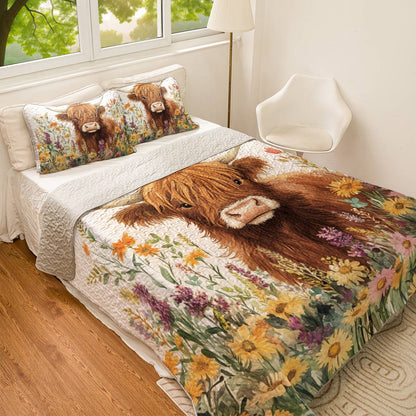 Shineful All Season Quilt 3-Piece Set Cute Cow