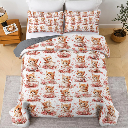 Shineful All Season Quilt 3-Piece Set - Cup of Love Valentine