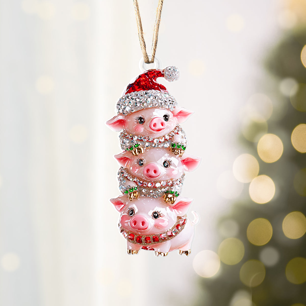 Shineful 2D Acrylic Ornament Twinkling Stack Of Piggies