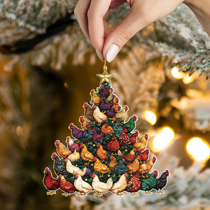 Shineful 2D Acrylic Ornament Feathered Festive Tree