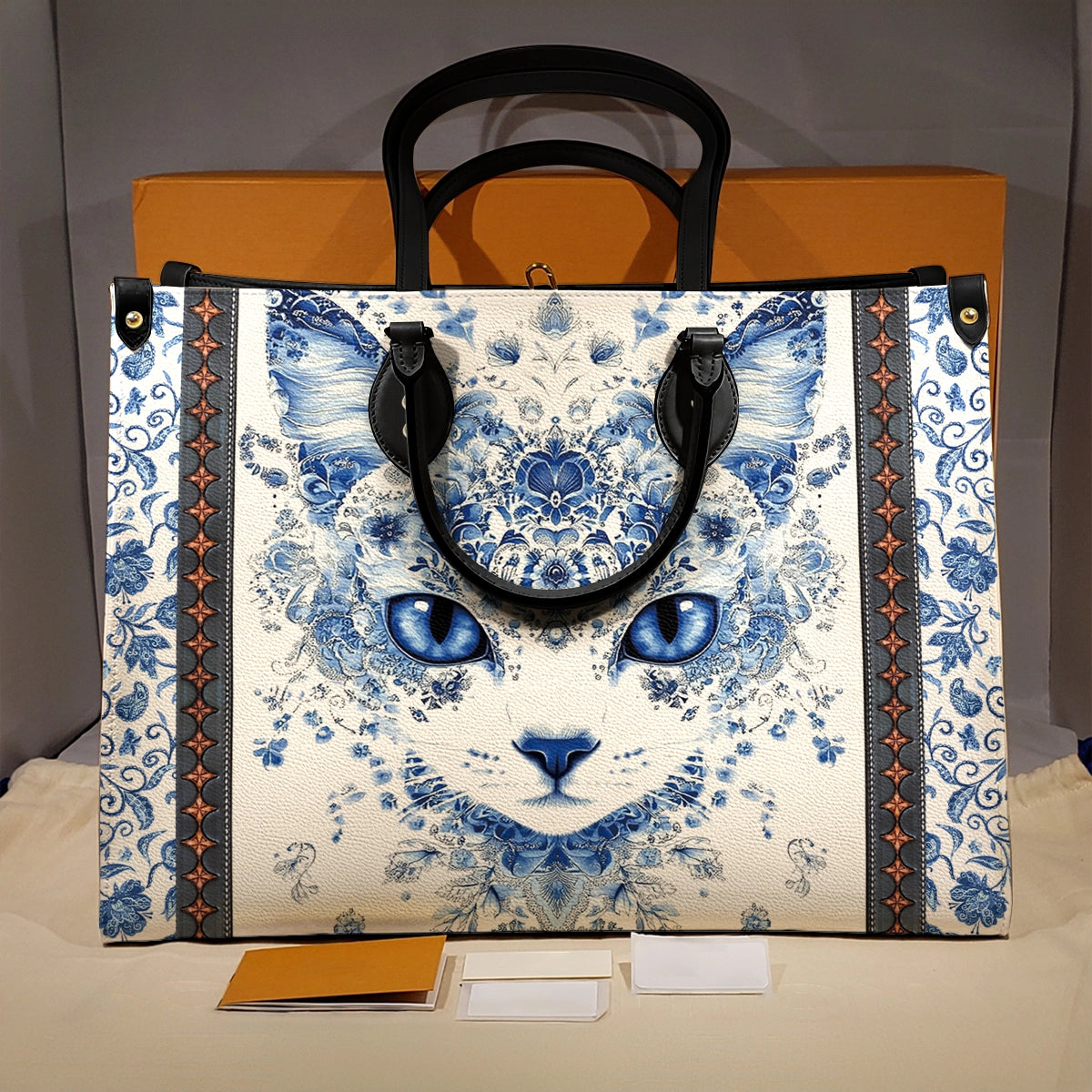 Shineful Leather Bag Blue Beauty Cat