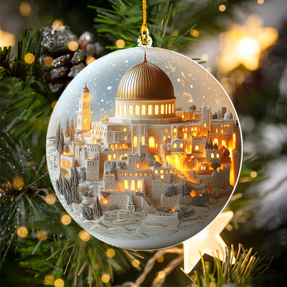 Glänzendes 2D-Acryl-Ornament – ​​Jerusalems goldener Glanz 