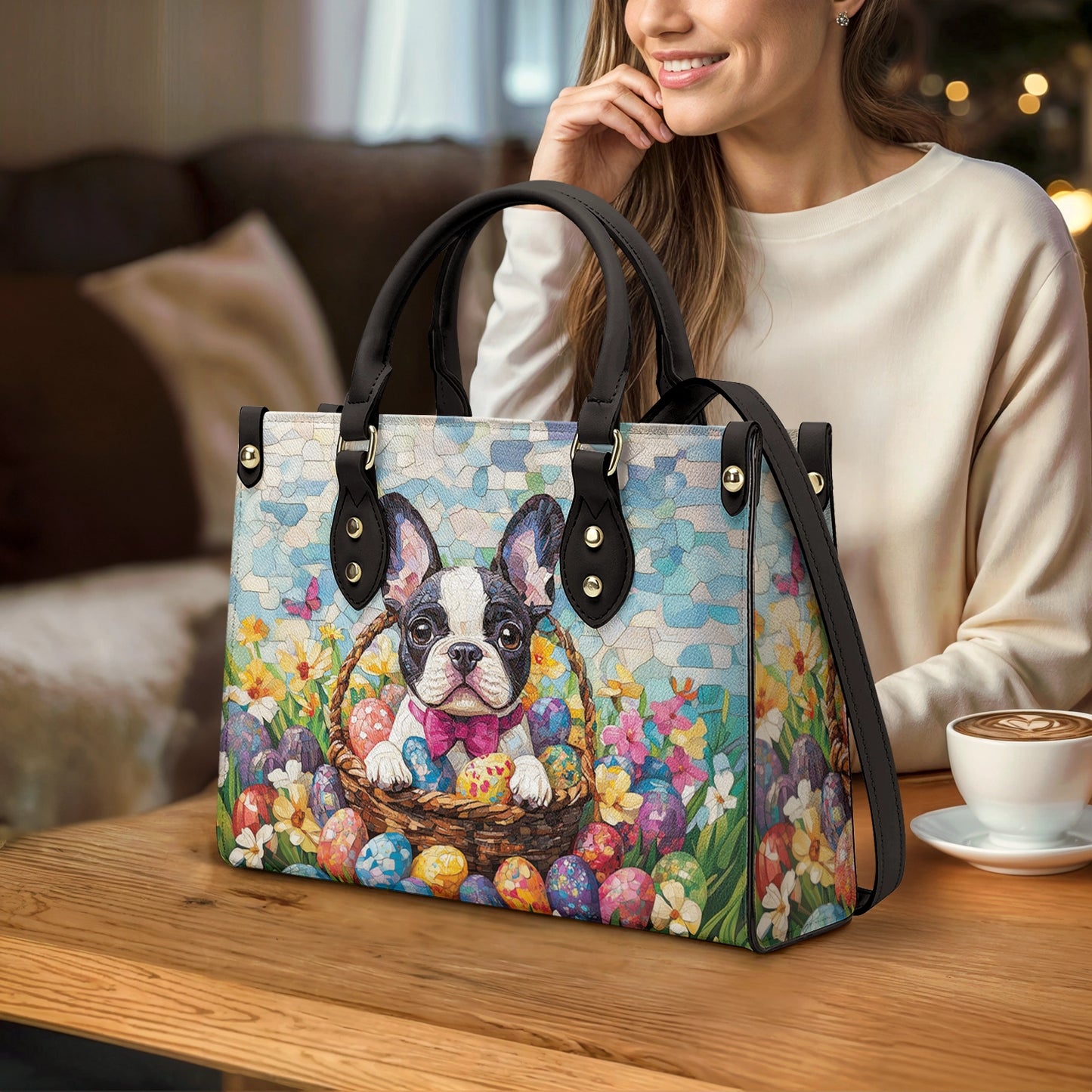 Shineful Leather Bag Easter Frenchie Delight