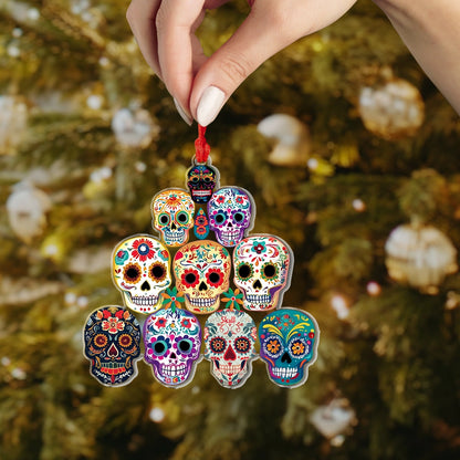 Shineful 2D Acrylic Ornament Vibrant Skull Christmas Tree