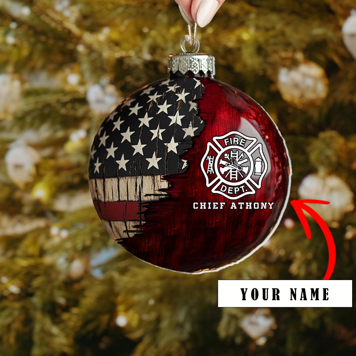 Shineful Acrylic Ornament Personalized Firefighter’s Patriot Pride