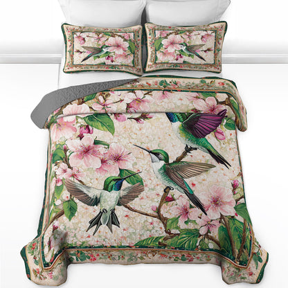 Shineful All Season Quilt 3-Piece Set Hummingbird Blossom