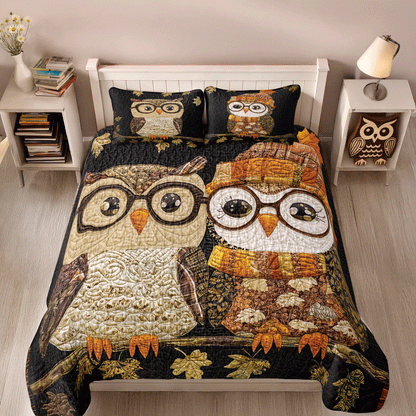 Shineful All Season Quilt 3-Piece Set - Autumn Owl Harmony