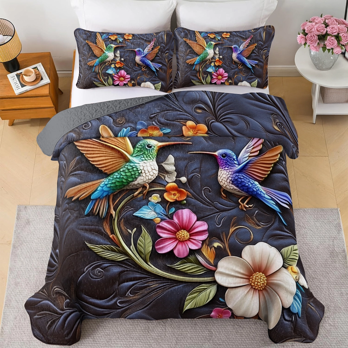 Shineful All Season Quilt 3-Piece Set Hummingbird Dream