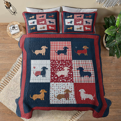 Shineful All Season Quilt 3-Piece Set Dachshund Hearts