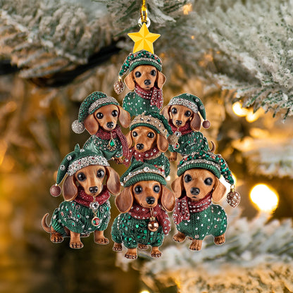 Shineful 2D Acrylic Ornament Dachshund Christmas Tree of Joy