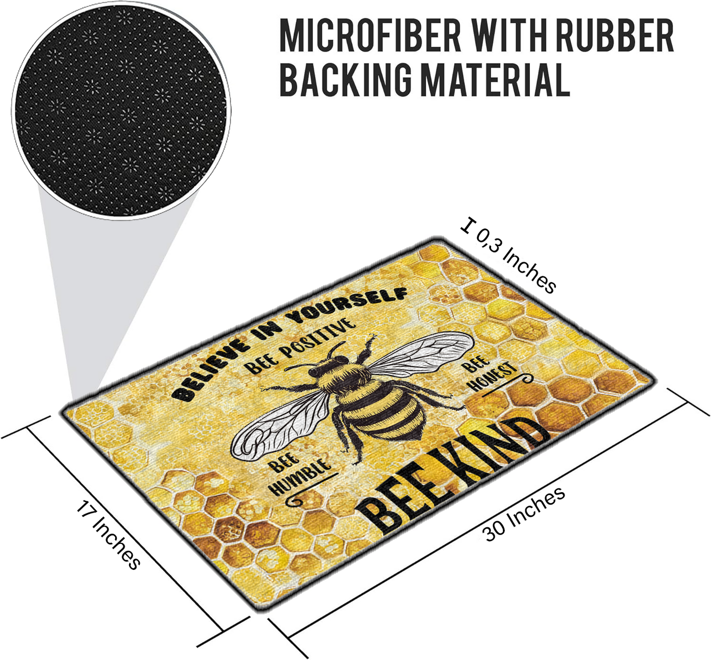 Shineful Ultra-Thin Non Skid Floor Mat, Kitchen Rugs Sweet Bee Welcome