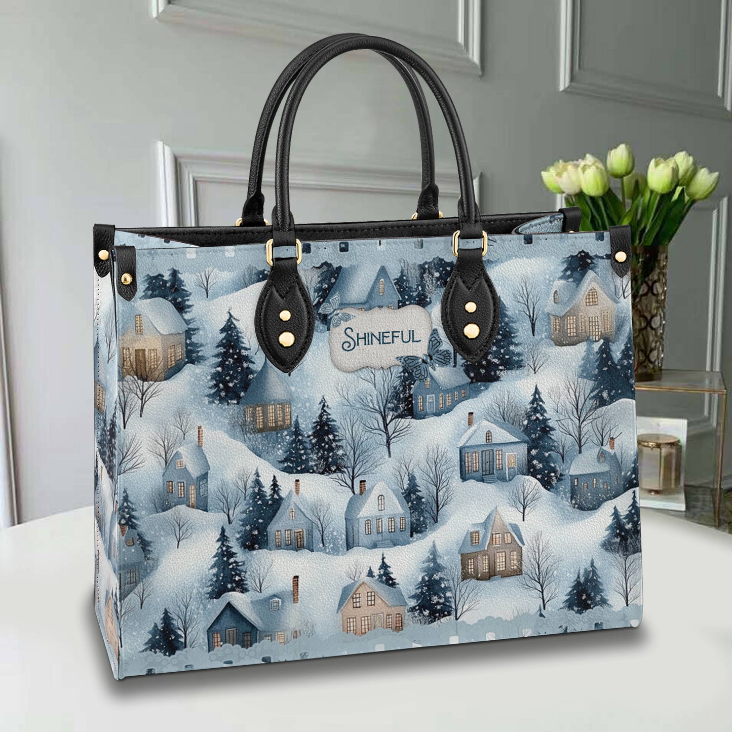 Shineful Leather Bag Snow Village