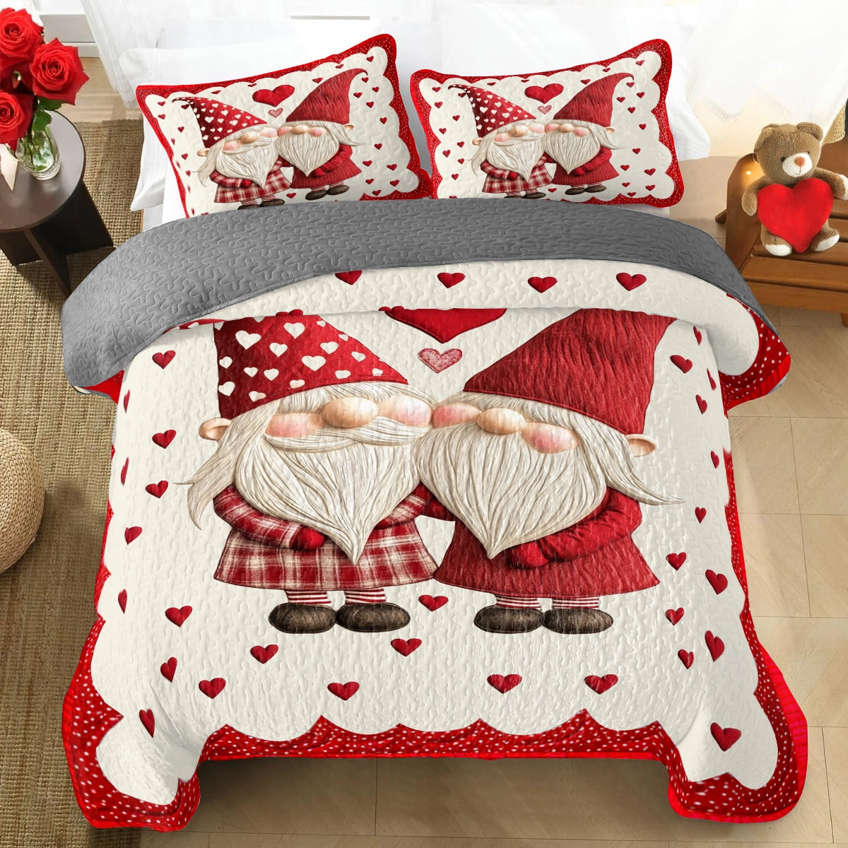 Shineful All Season Quilt 3-Piece Set Love Gnome Together